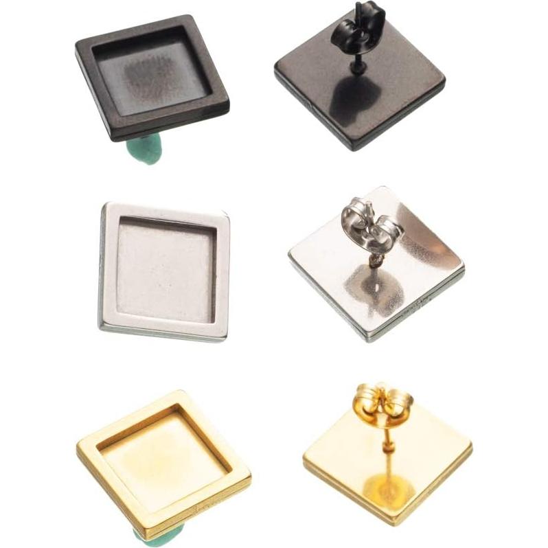 Base de Pendientes Cuadrados SHUNAE 20pcs 10mm Oro