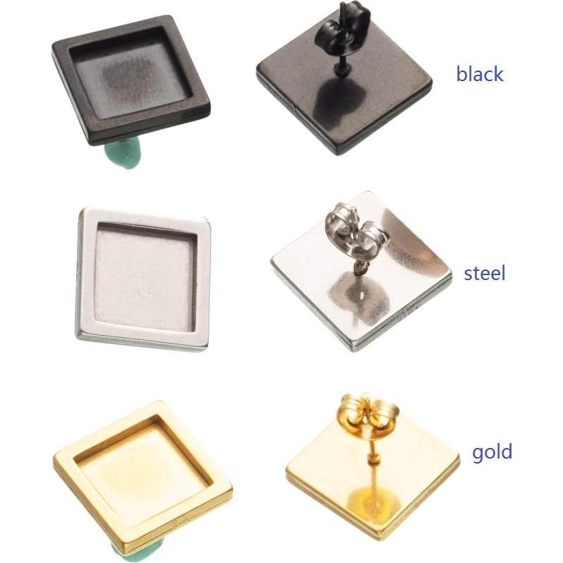 Base de Pendientes Cuadrados SHUNAE 20pcs 10mm Oro