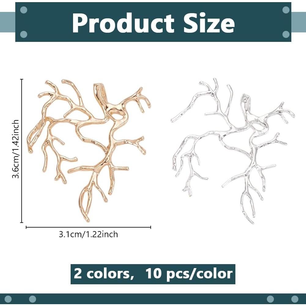 20 Pcs Montajes de Colgante en Rama WEBEEDY Oro y Plata 31x36mm