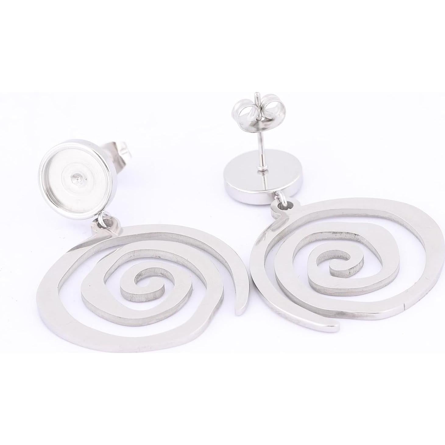 20pcs Bandejas de Aretes de Acero Inoxidable Reidgaller 8mm