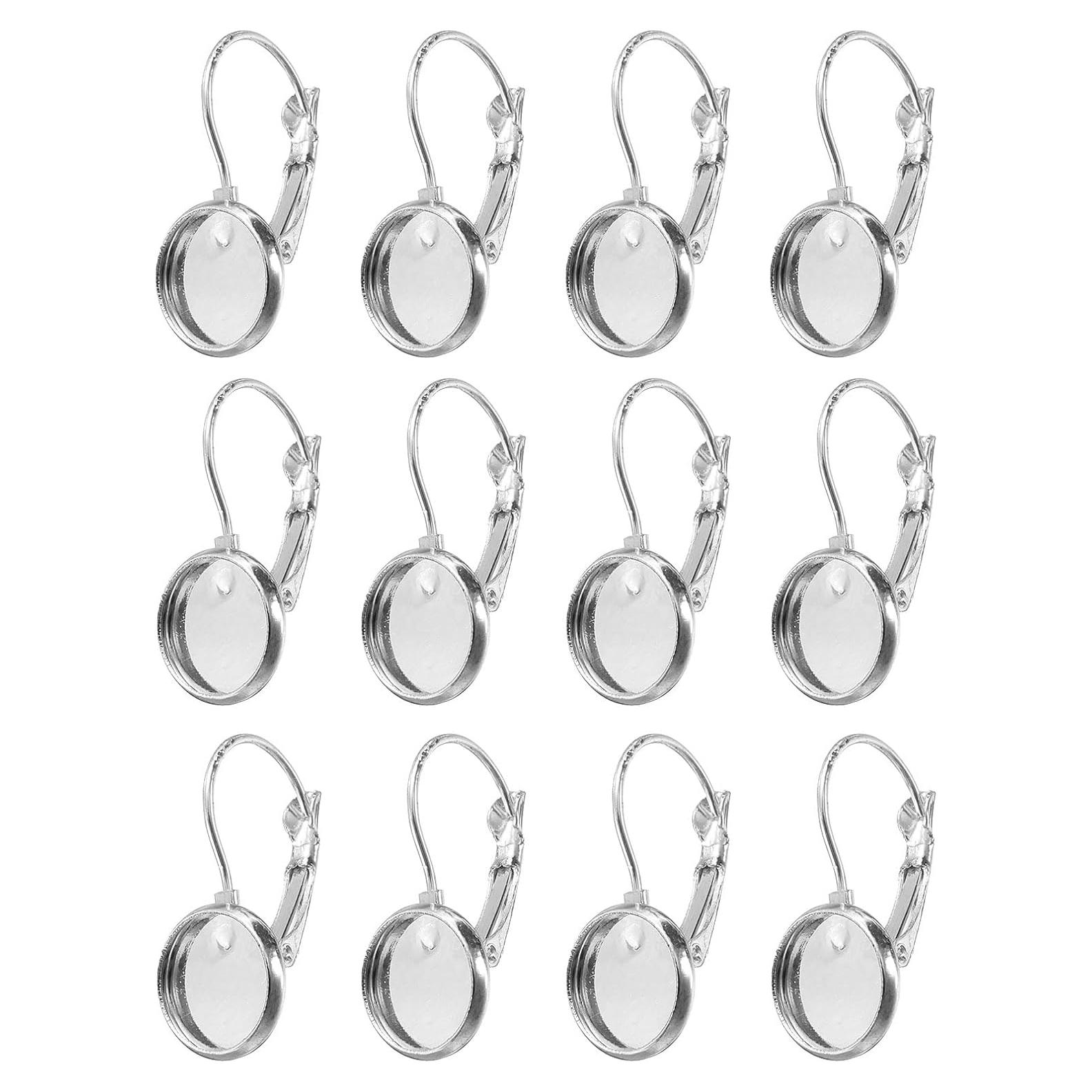 Ganchos de Pendientes de Palanca uxcell 20Pcs con Bandeja 10mm Plata