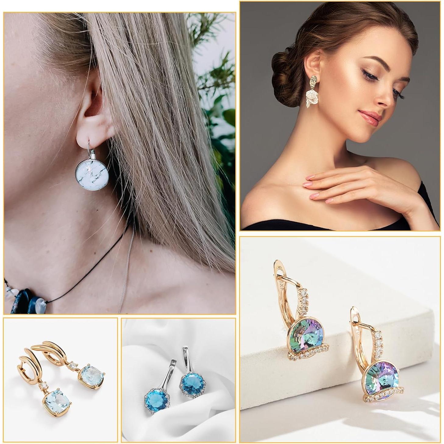 Ganchos de Pendientes de Palanca uxcell 20Pcs con Bandeja 10mm Plata