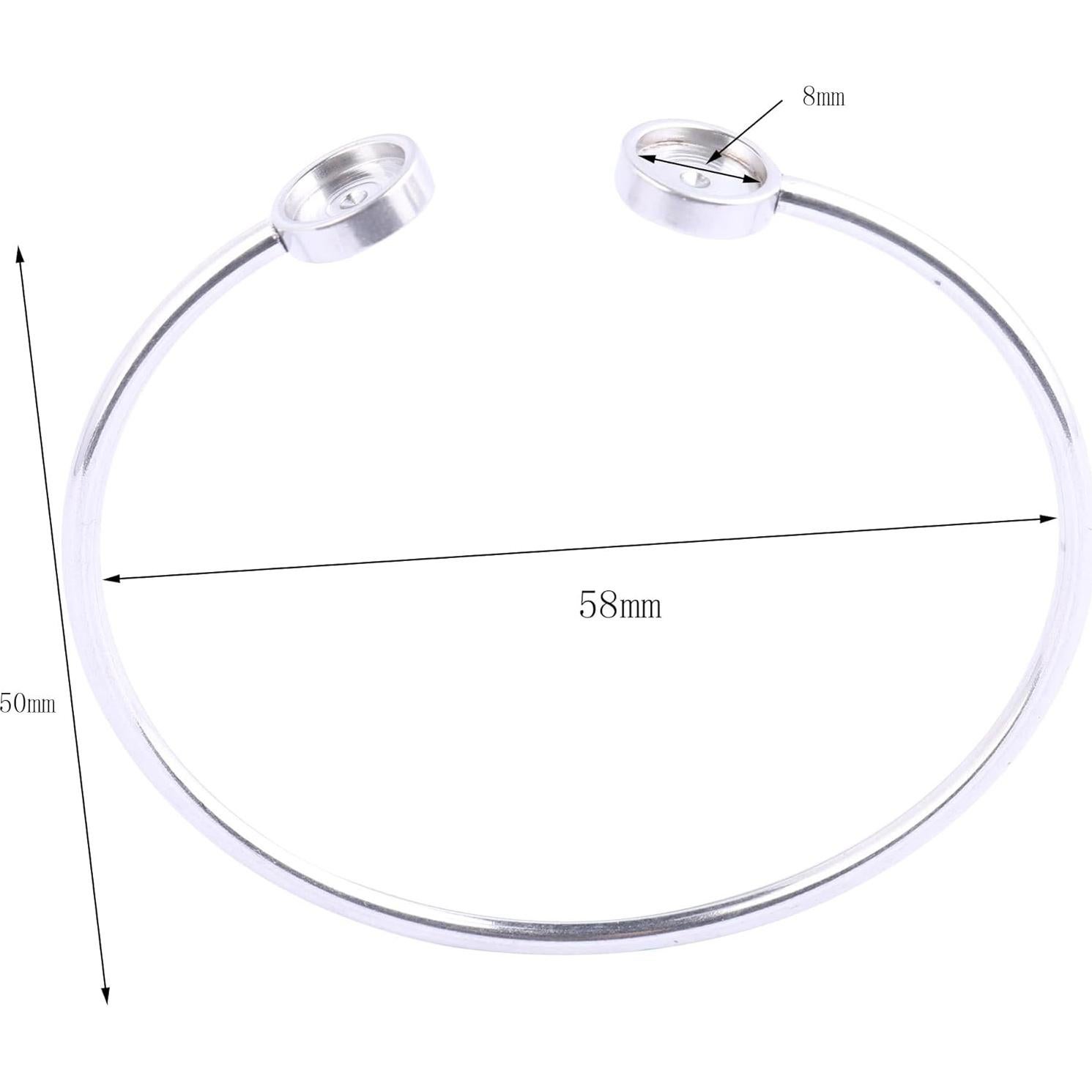 5 Bandejas de Bezel de Pulsera Acero Inoxidable 8mm DIY