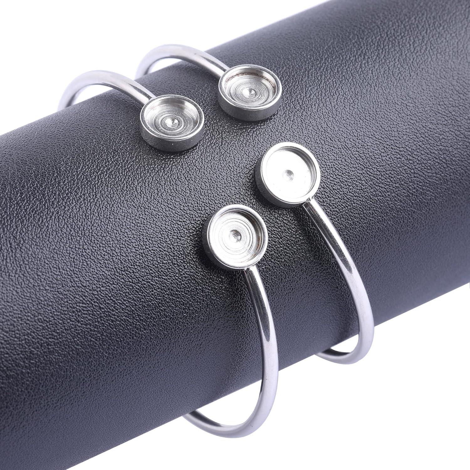 5 Bandejas de Bezel de Pulsera Acero Inoxidable 8mm DIY