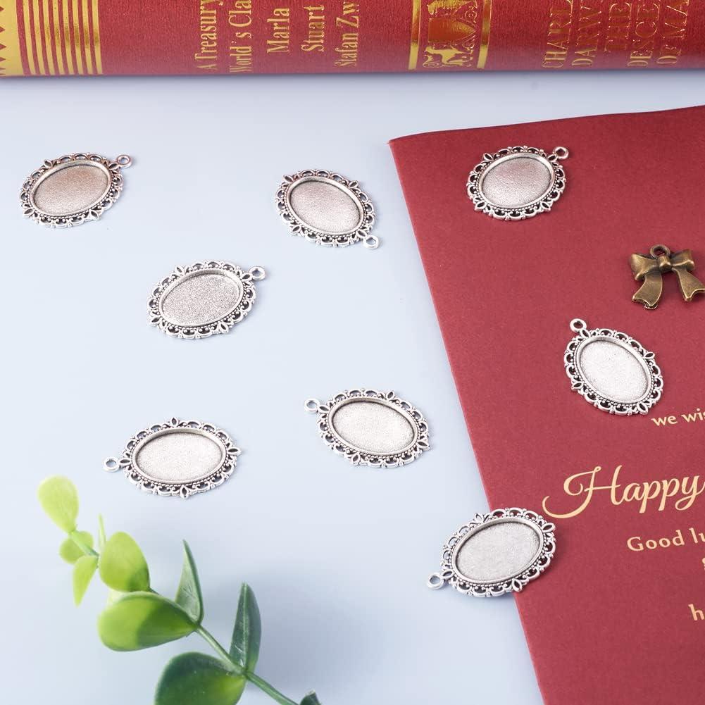 Kissitty 50 Piezas Cabochón Ovalado Plata Antigua 18x13mm