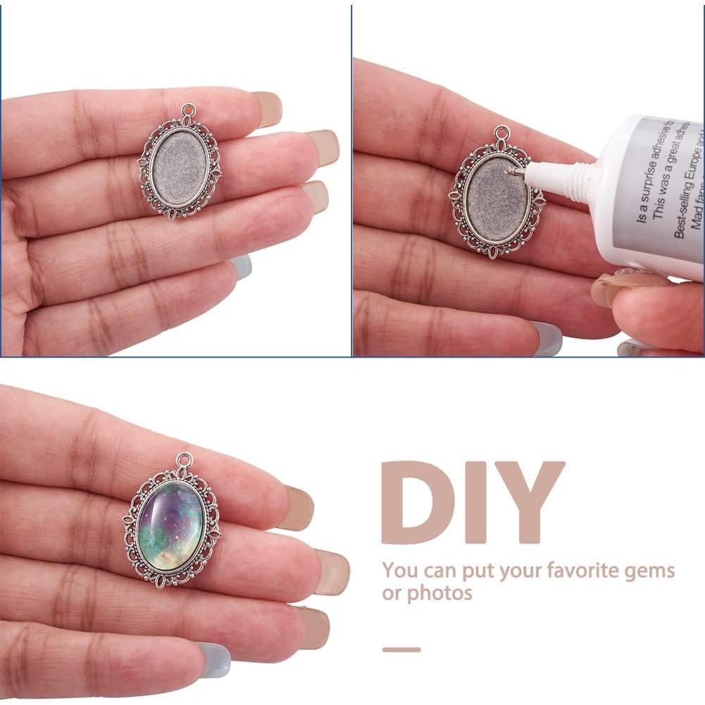 Kissitty 50 Piezas Cabochón Ovalado Plata Antigua 18x13mm