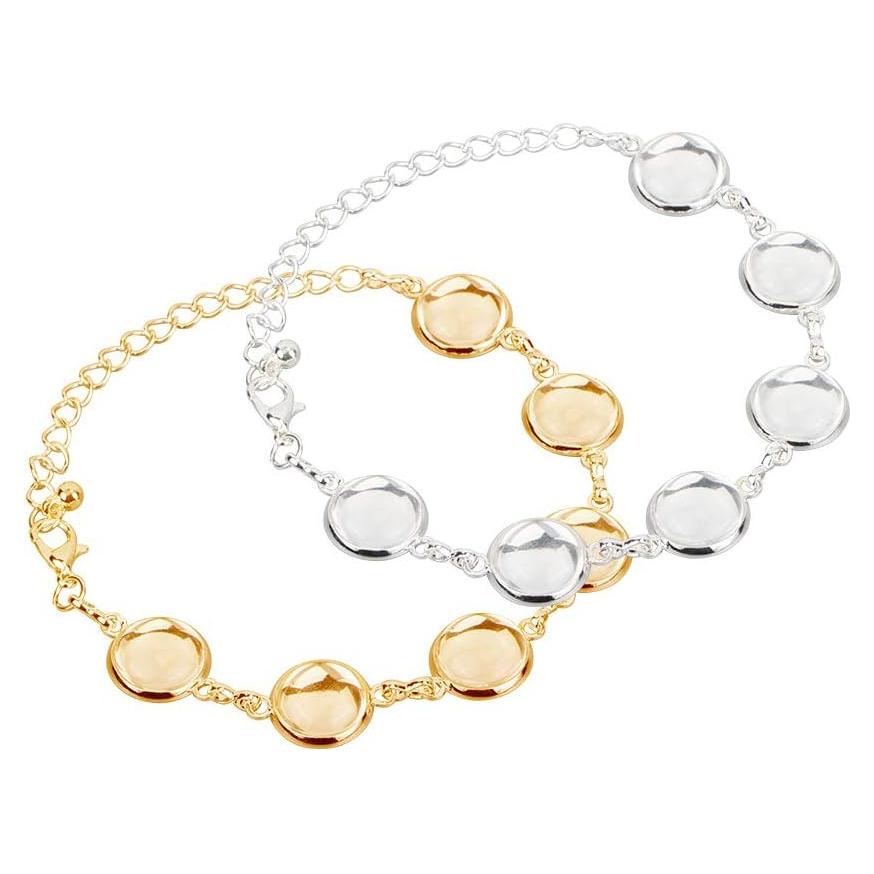 PH PandaHall 10pcs Pulsera Ajustable Plata y Dorado 12mm