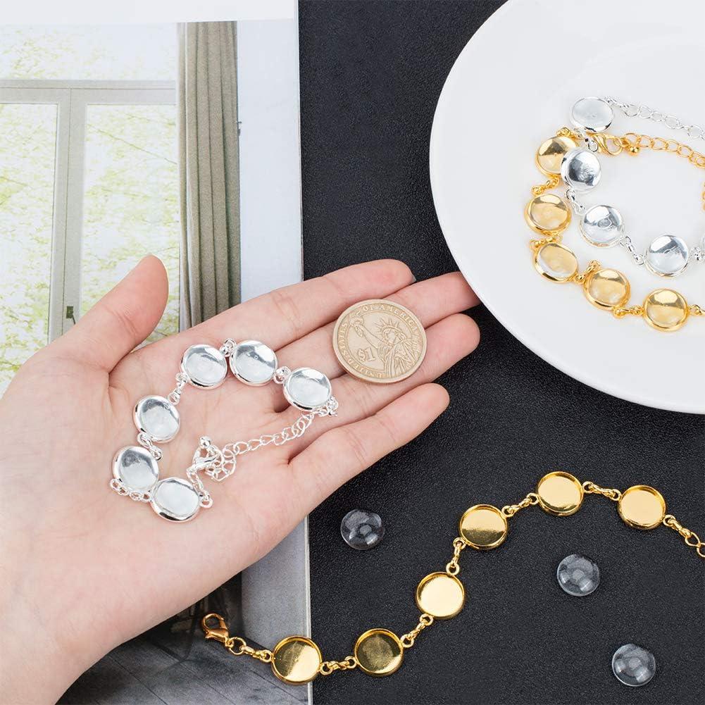 PH PandaHall 10pcs Pulsera Ajustable Plata y Dorado 12mm