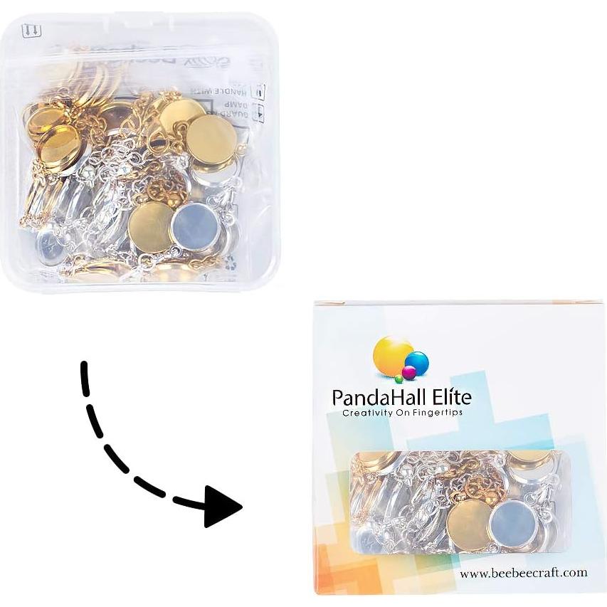 PH PandaHall 10pcs Pulsera Ajustable Plata y Dorado 12mm