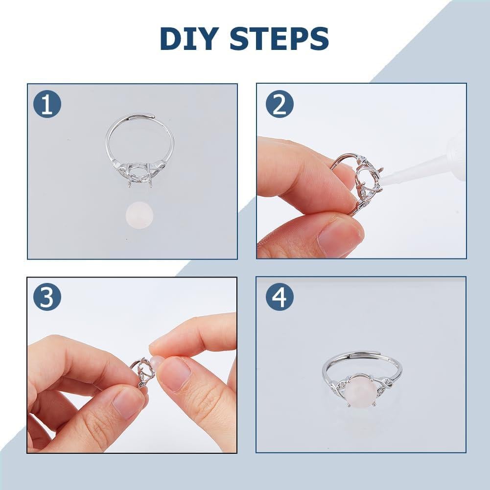 4 Piezas Anillos Ajustables Plata Esterlina para Joyería DIY