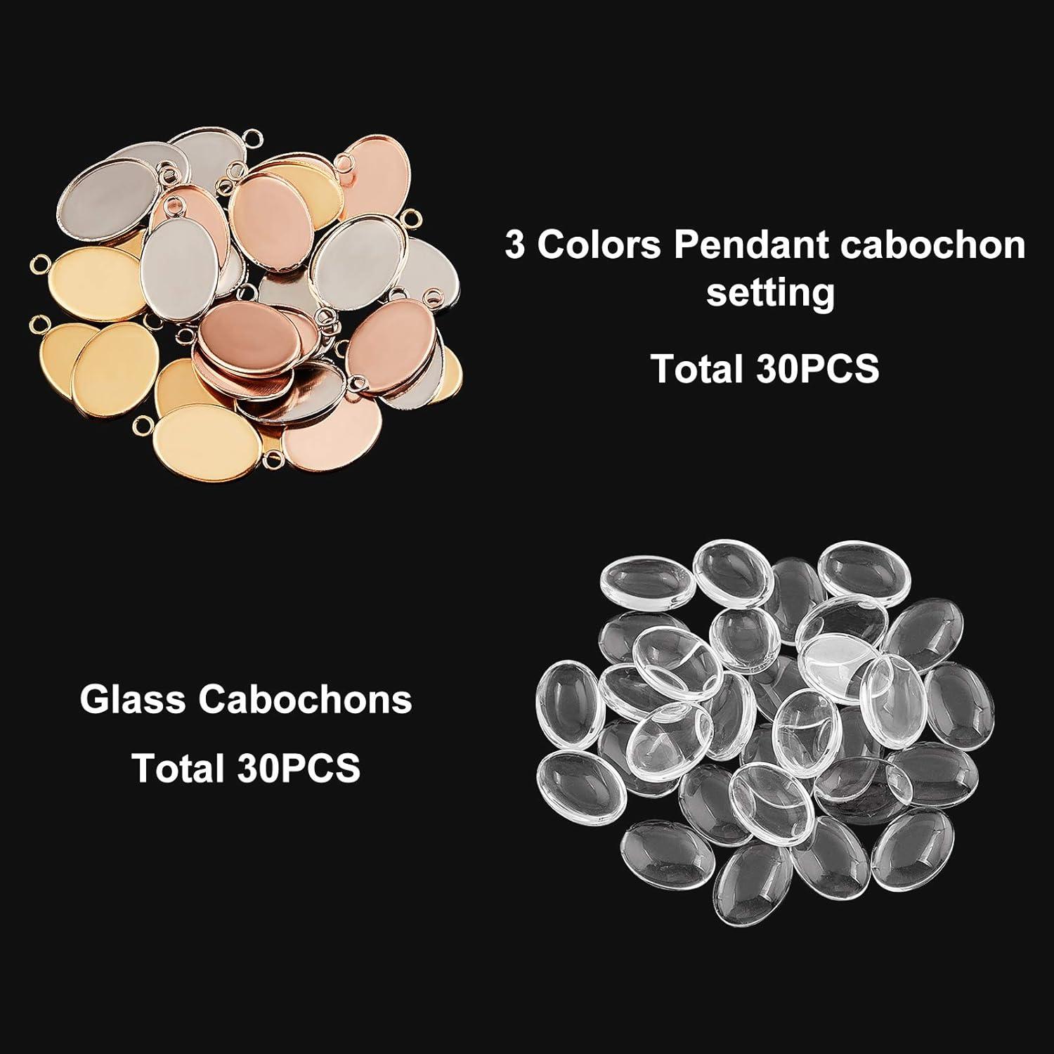 Kit de Pendientes de Cabochón UNICRAFTALE 30 Juegos Acero Inoxidable