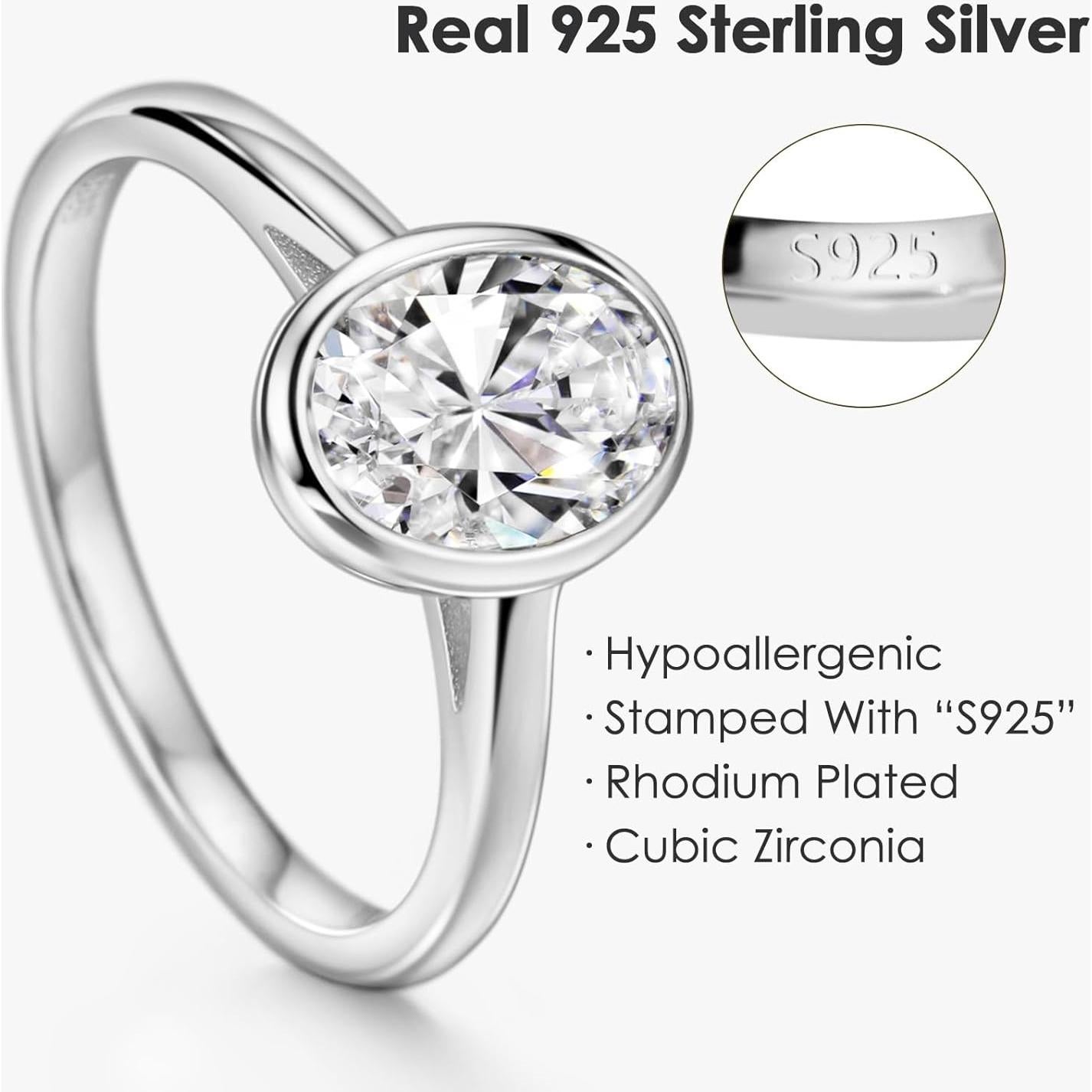 Anillo de Compromiso Michooyel 2ct Corte Ovalado Plata 925