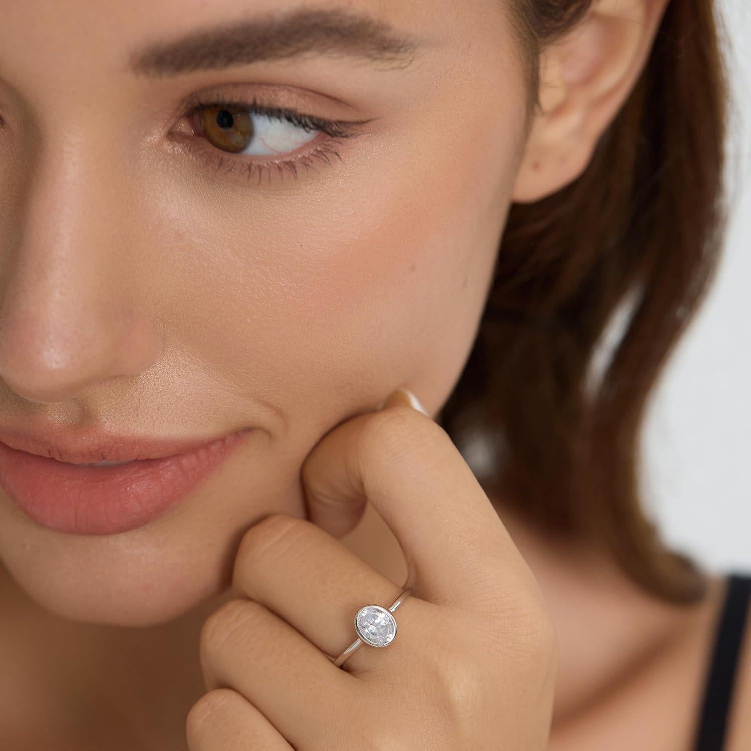 Anillo de Compromiso Michooyel 2ct Corte Ovalado Plata 925