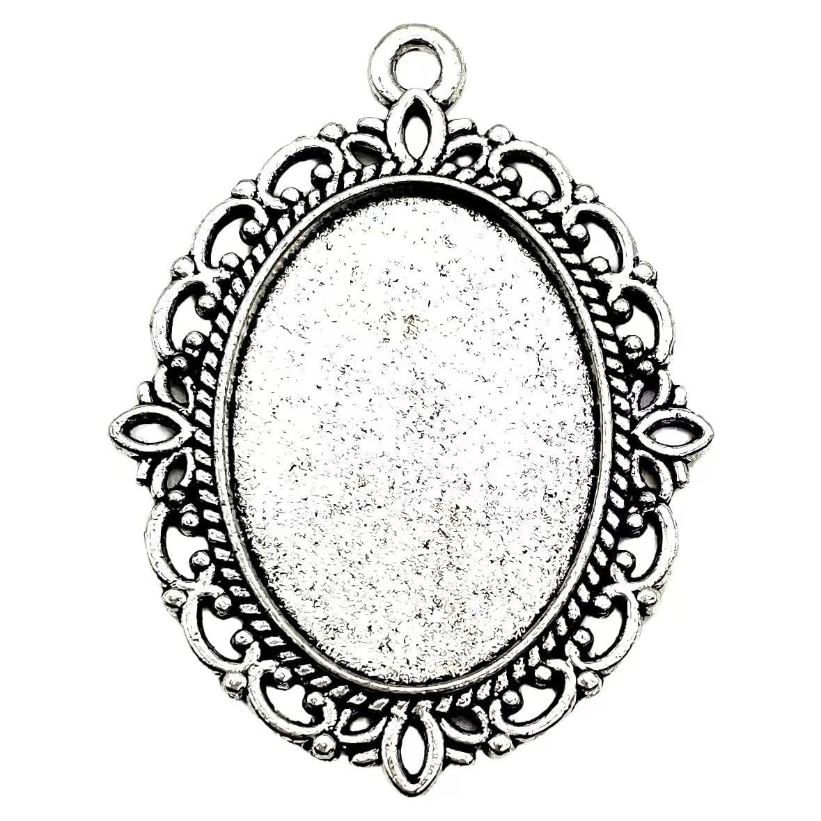 20PC Bezel Ovalado Plata Antigua 25x18mm para Joyería DIY