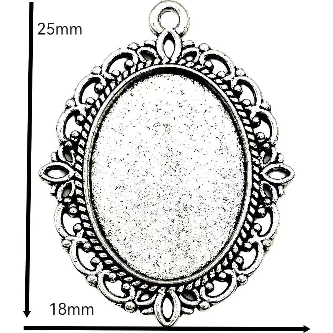 20PC Bezel Ovalado Plata Antigua 25x18mm para Joyería DIY