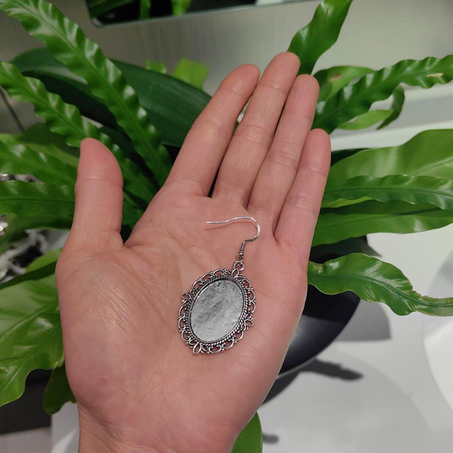 20PC Bezel Ovalado Plata Antigua 25x18mm para Joyería DIY