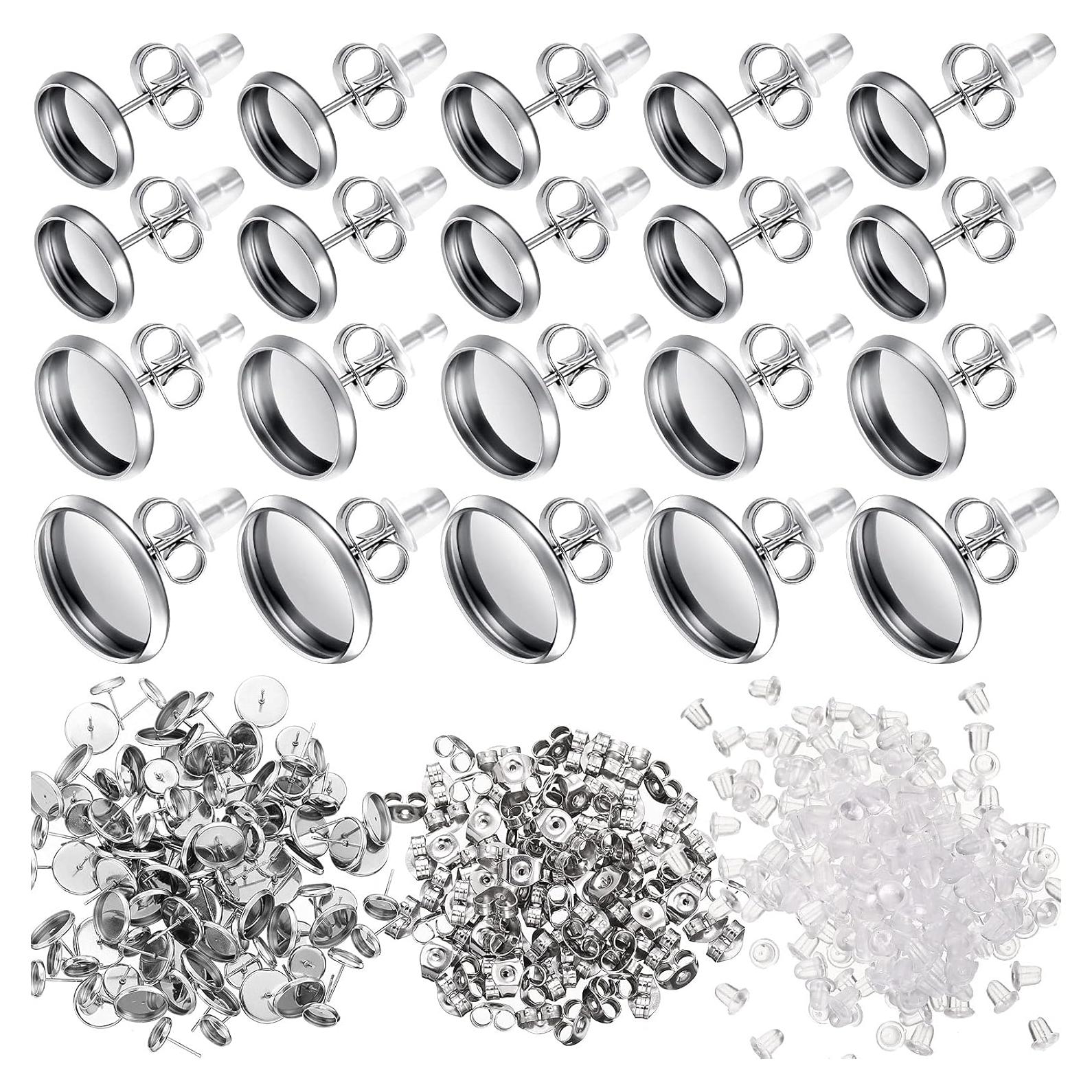 Hicarer Kit de Aretes DIY 500 Piezas Acero Inoxidable 10-12 mm
