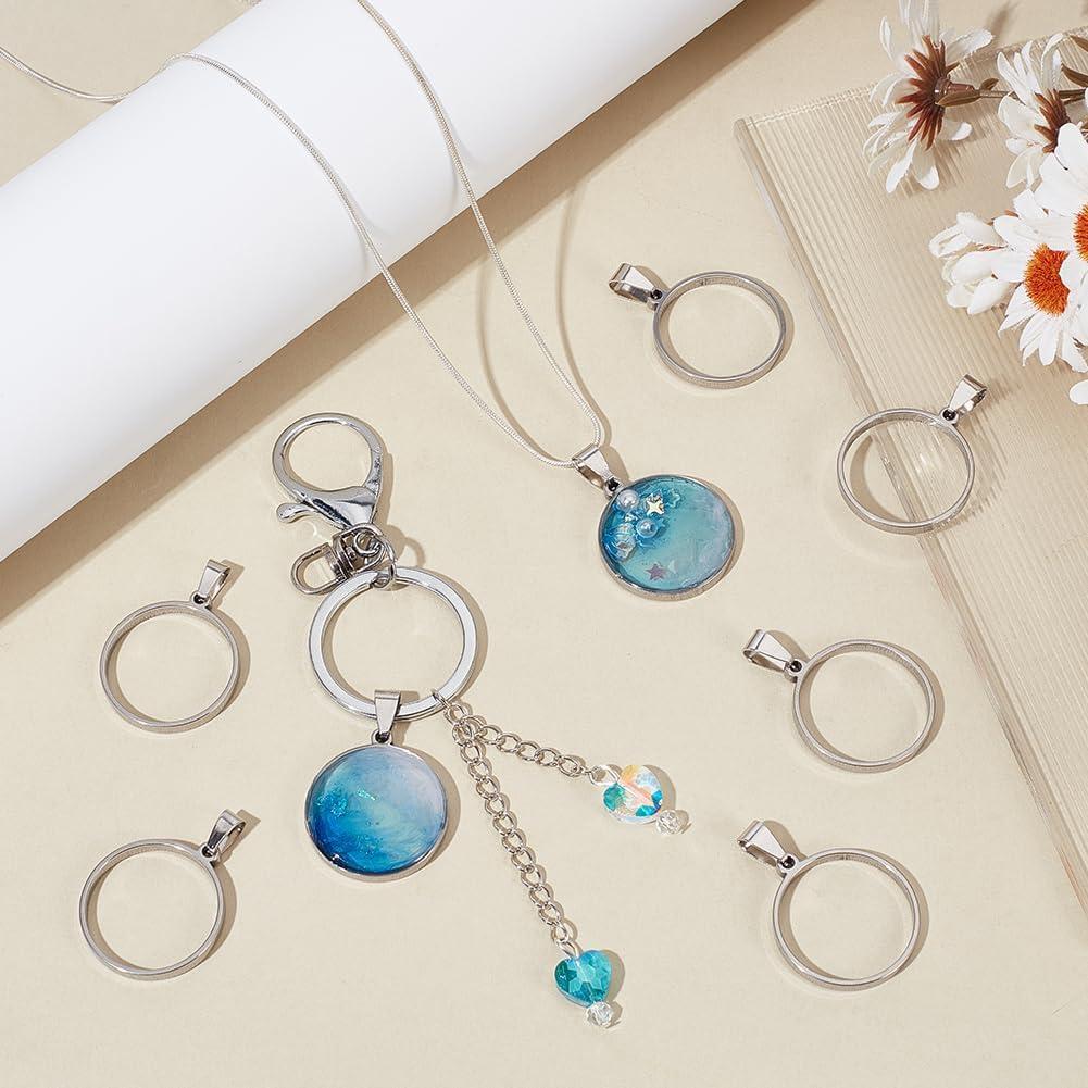 Pendientes de Marco Abierto Redondo UNICRAFTALE 10 Pcs Acero Inoxidable