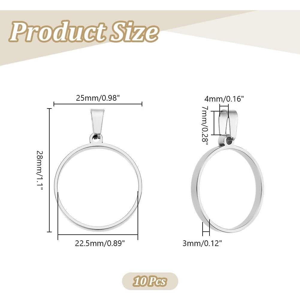 Pendientes de Marco Abierto Redondo UNICRAFTALE 10 Pcs Acero Inoxidable