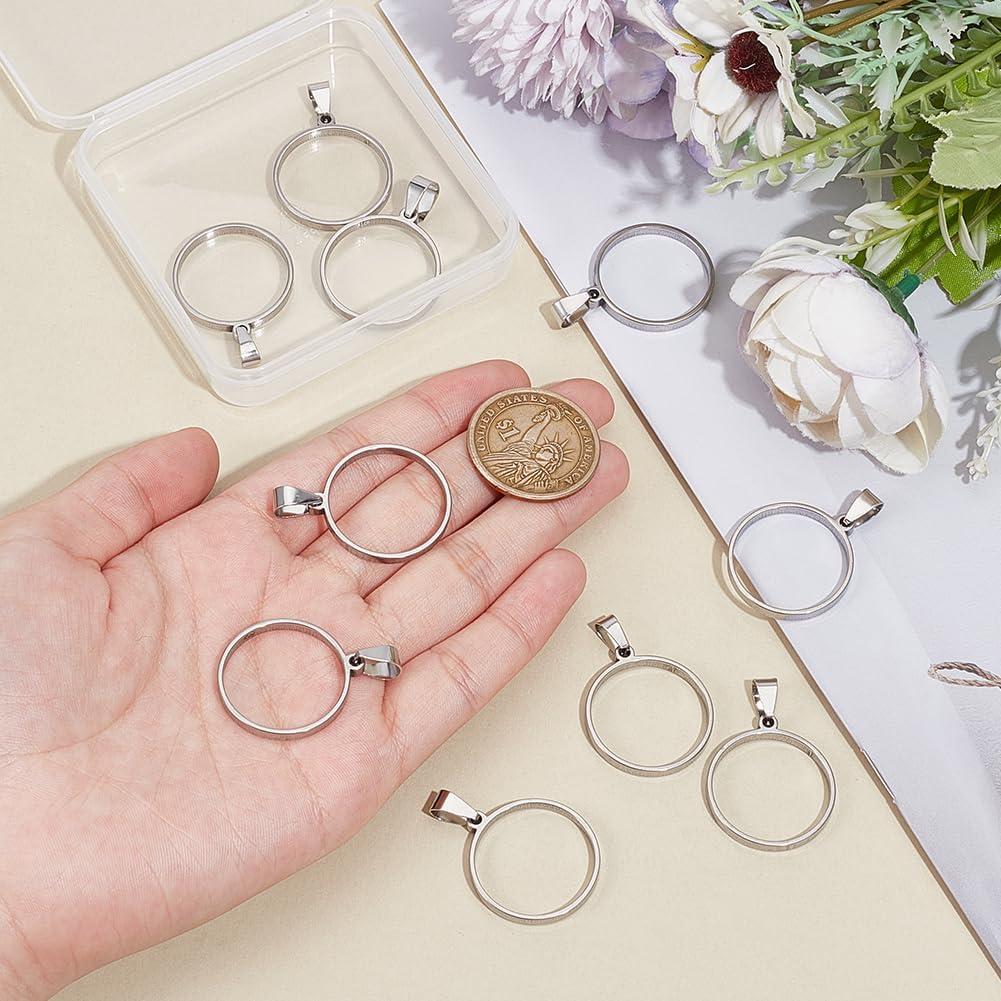 Pendientes de Marco Abierto Redondo UNICRAFTALE 10 Pcs Acero Inoxidable