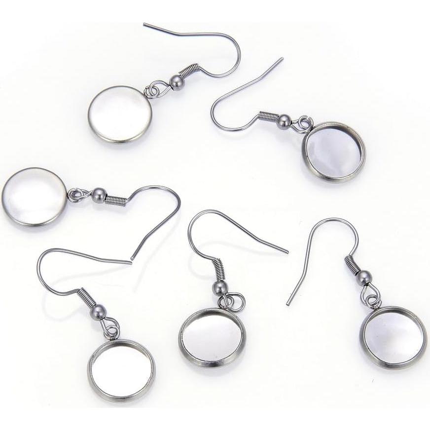 50 Ganchos de Arete de Acero Inoxidable Adabele 8mm Hipoalergénico