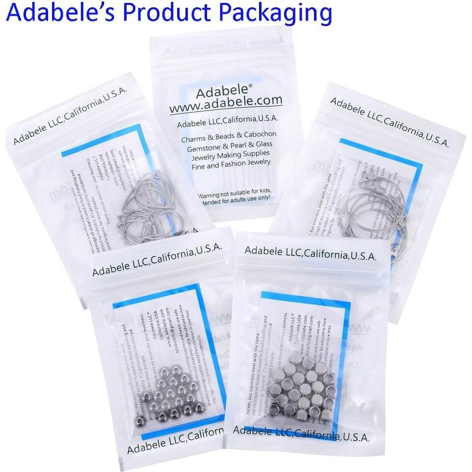 50 Ganchos de Arete de Acero Inoxidable Adabele 8mm Hipoalergénico