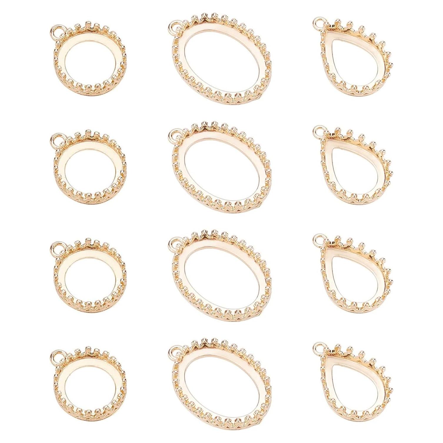 Pendientes de Joyería DIY 12 Piezas Latón Dorado 3 Estilos