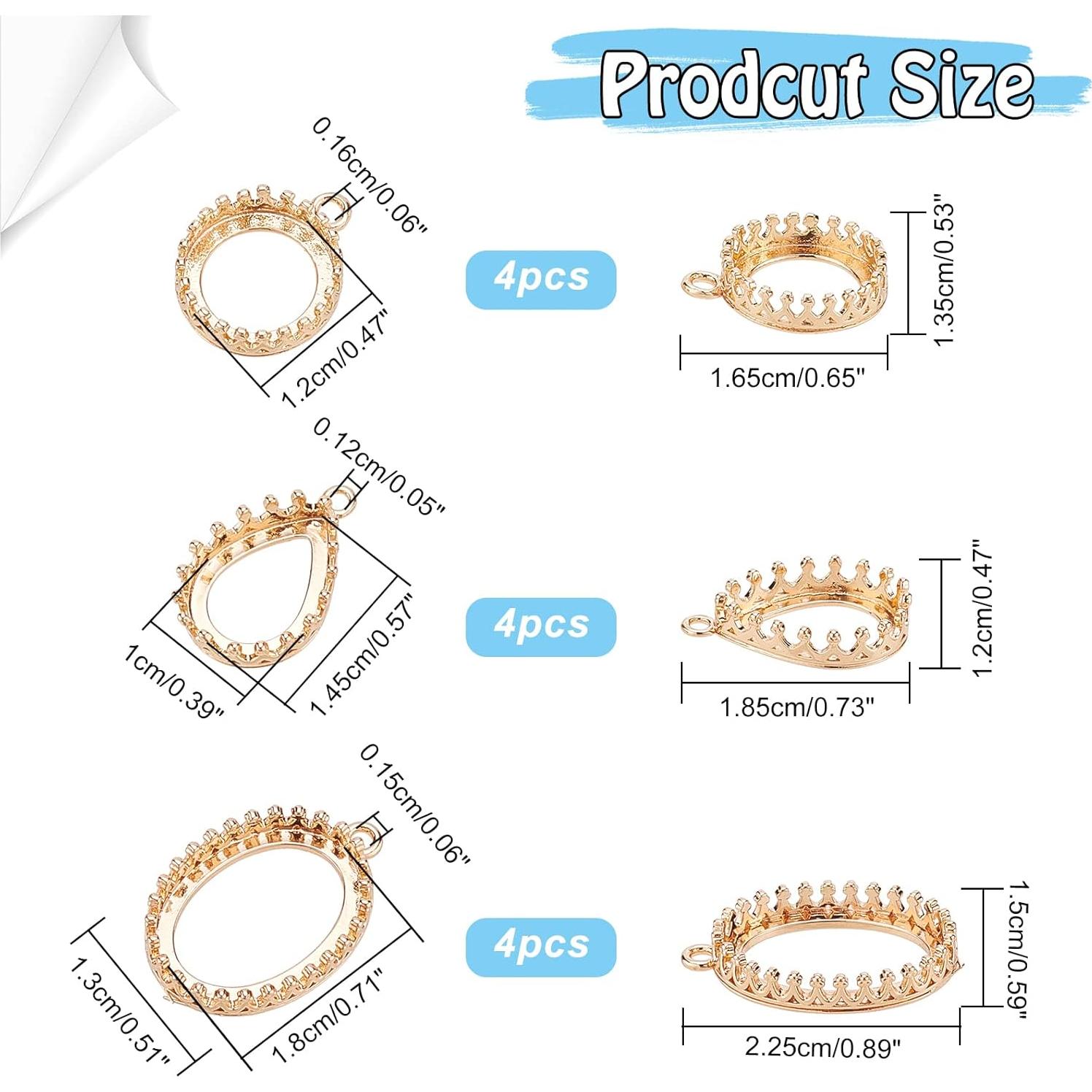 Pendientes de Joyería DIY 12 Piezas Latón Dorado 3 Estilos