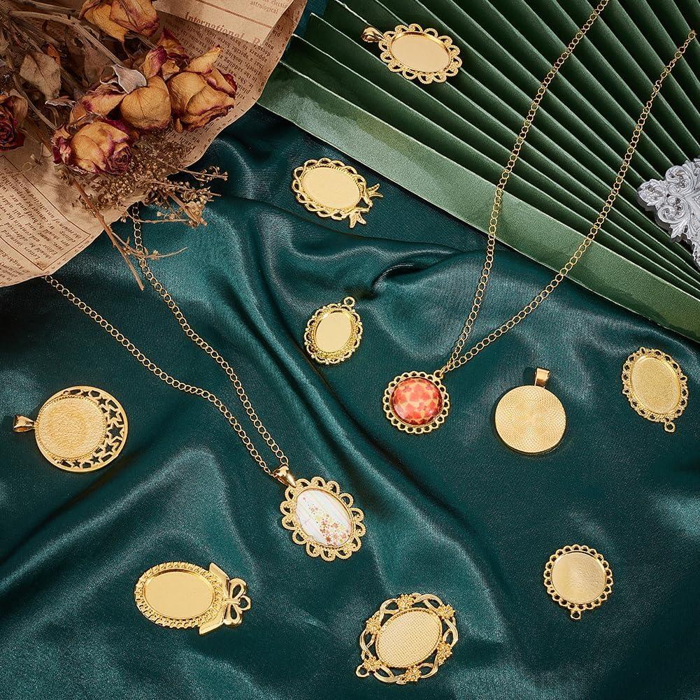 Colgantes Cabochón Bezel Dorado SUNNYCLUE 40 Pcs 9 Estilos