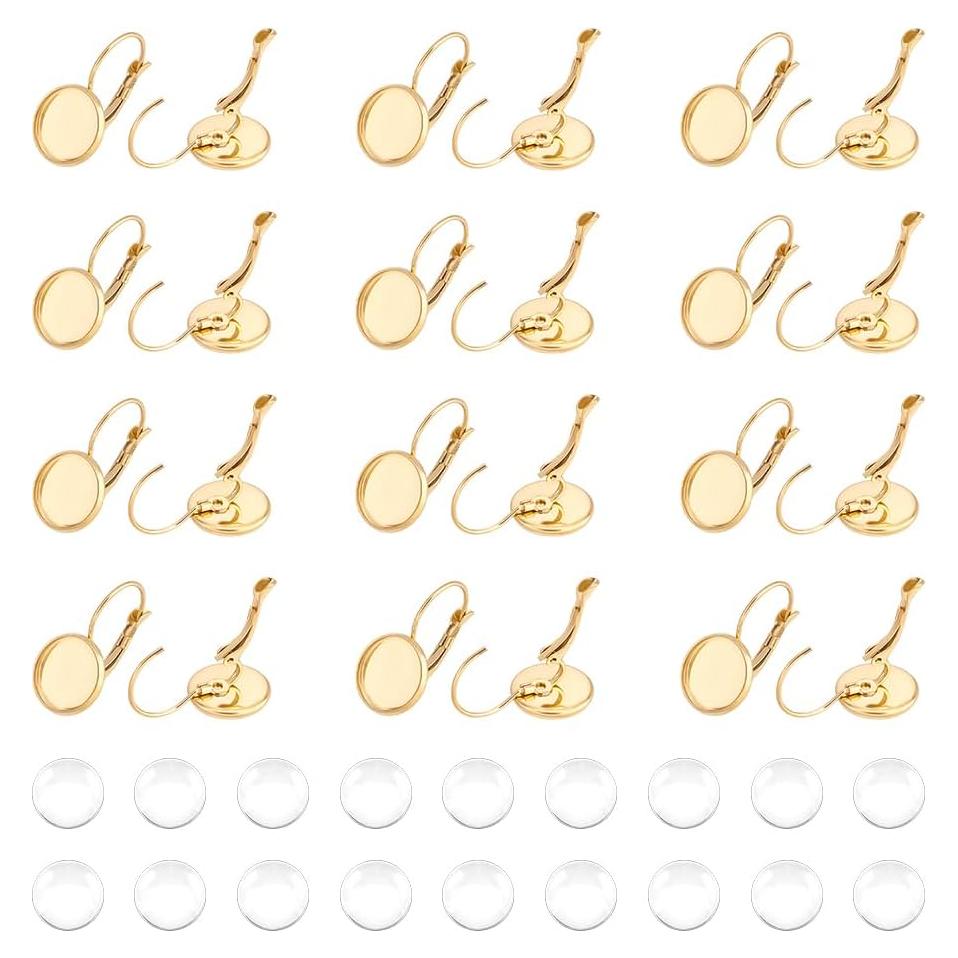 Conjuntos de Ganchos de Pendientes UNICRAFTALE 40 Pcs Acero Inoxidable 12mm