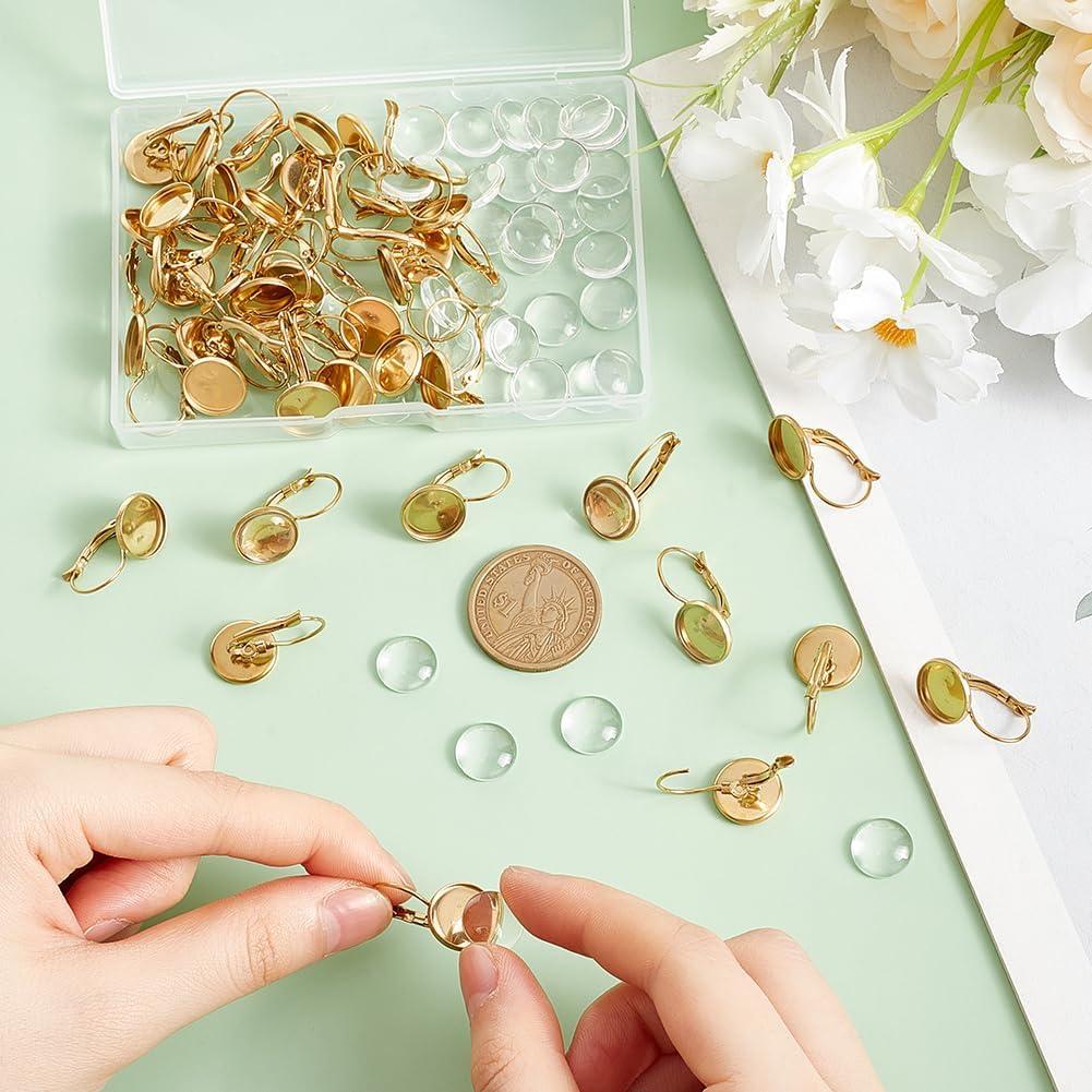 Conjuntos de Ganchos de Pendientes UNICRAFTALE 40 Pcs Acero Inoxidable 12mm