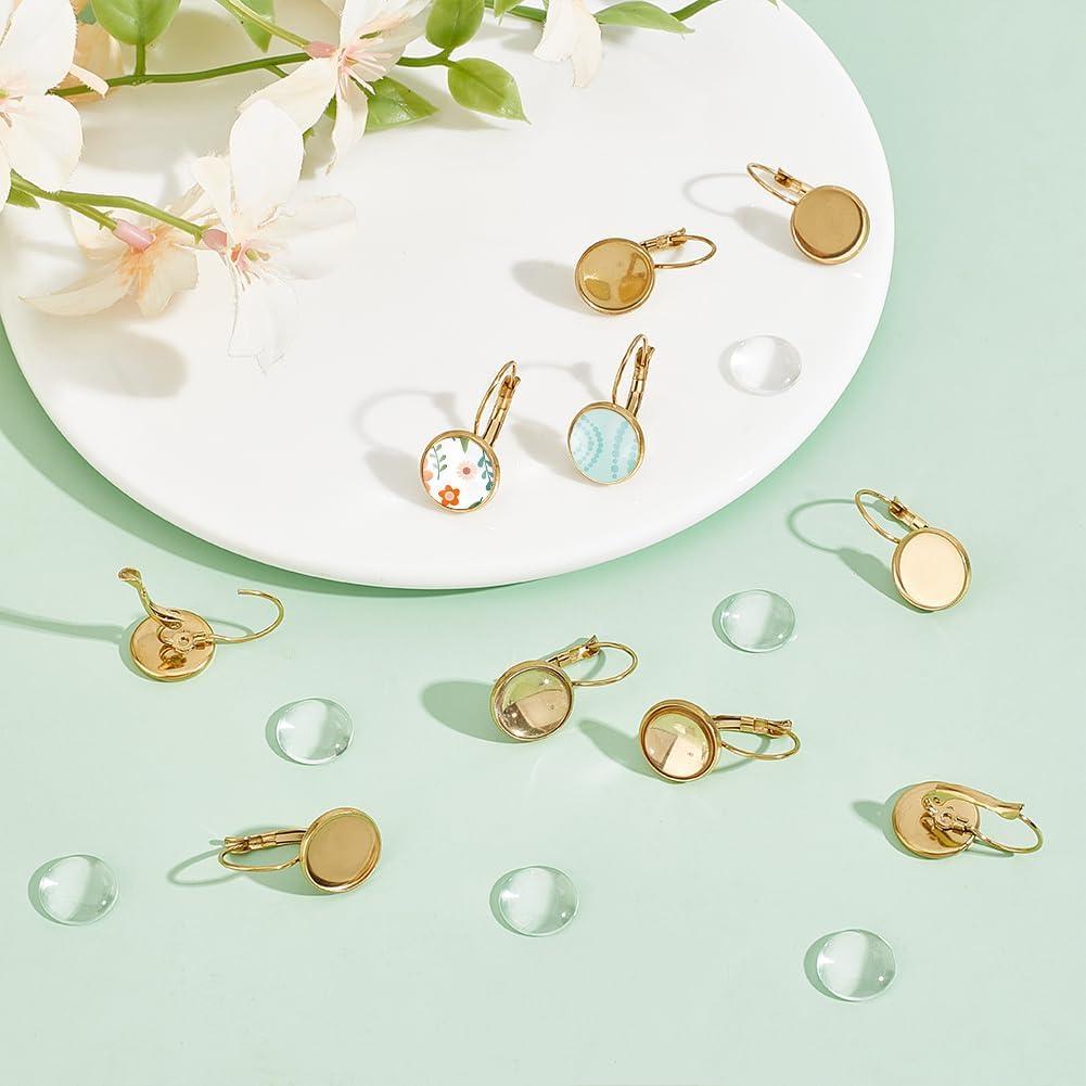 Conjuntos de Ganchos de Pendientes UNICRAFTALE 40 Pcs Acero Inoxidable 12mm