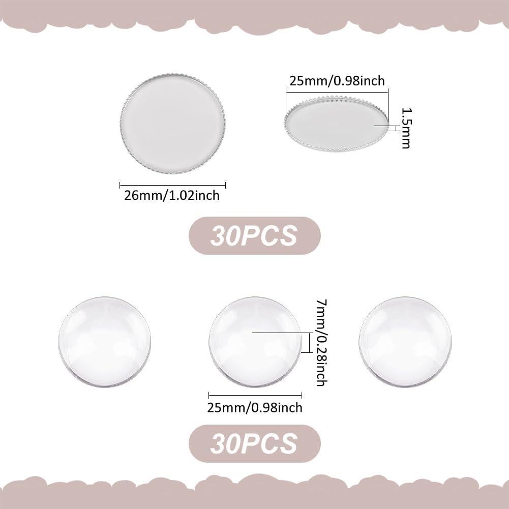 30 Juegos de Copas de Bezel UNICRAFTALE 25mm Acero Inoxidable