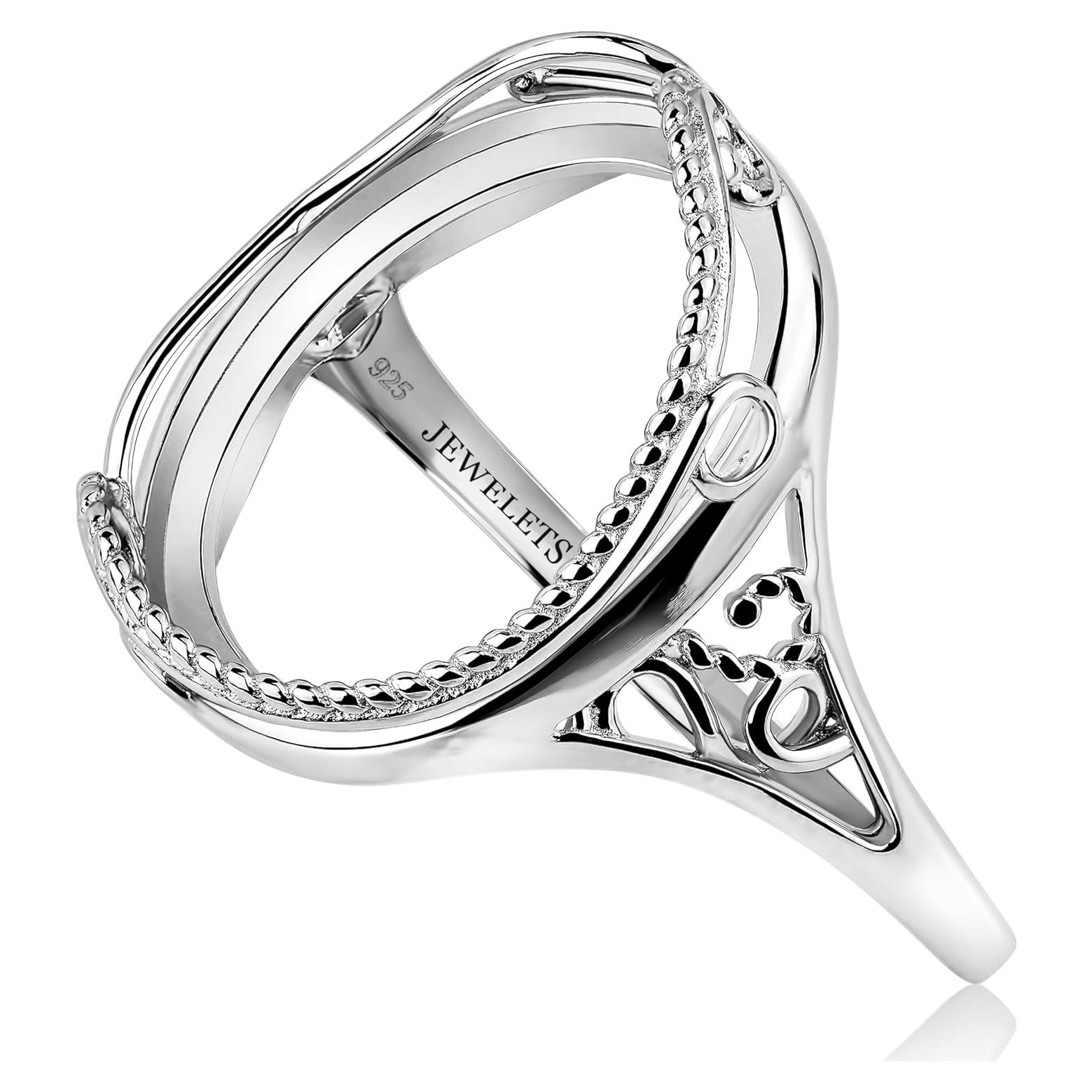 Anillo en Blanco de Plata Esterlina 925 Jewelets 13x18mm DIY