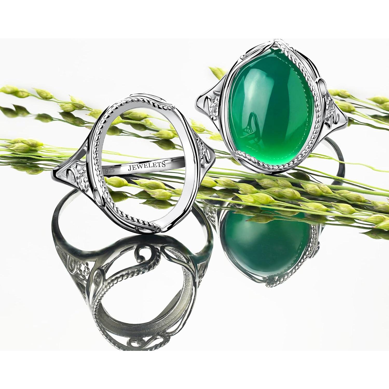 Anillo en Blanco de Plata Esterlina 925 Jewelets 13x18mm DIY