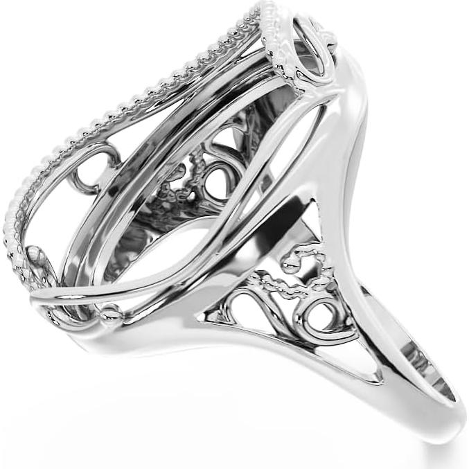 Anillo en Blanco de Plata Esterlina 925 Jewelets 13x18mm DIY