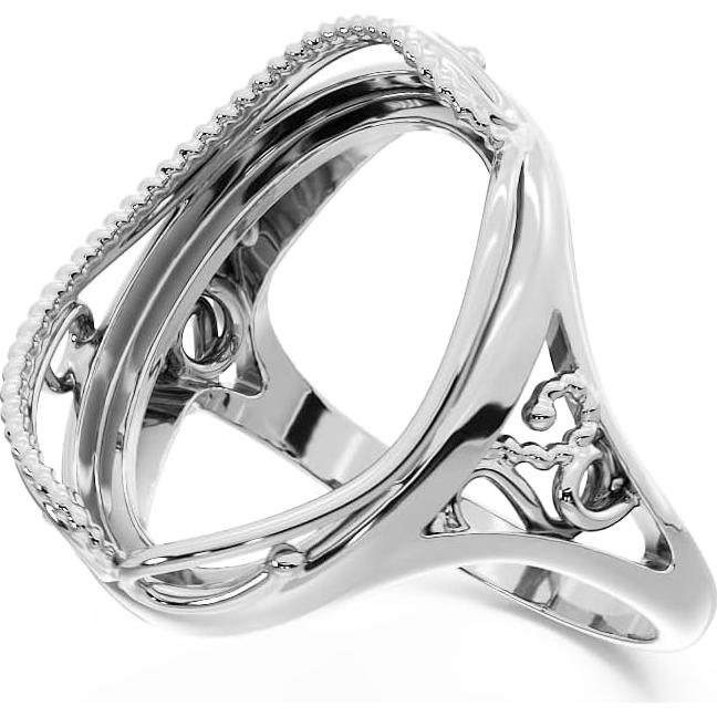 Anillo en Blanco de Plata Esterlina 925 Jewelets 13x18mm DIY