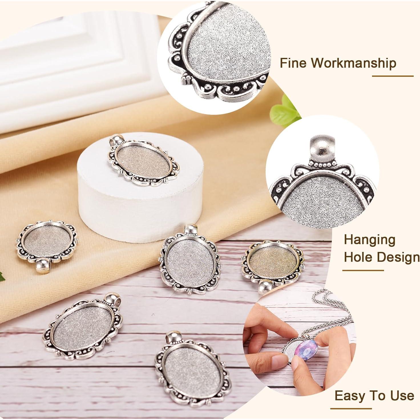 Configuraciones de Pendientes KISSITTY Plata Antigua 10Pcs 25x18mm