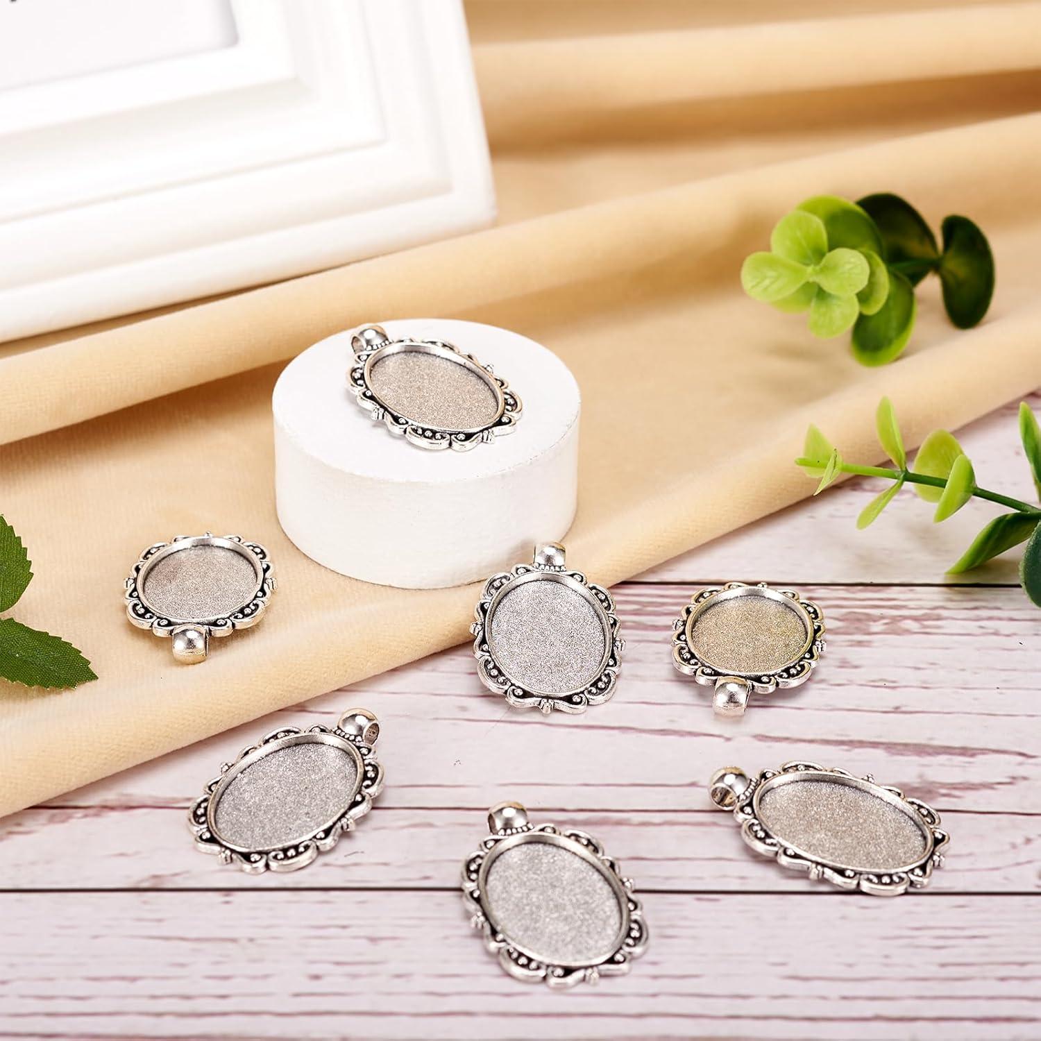 Configuraciones de Pendientes KISSITTY Plata Antigua 10Pcs 25x18mm