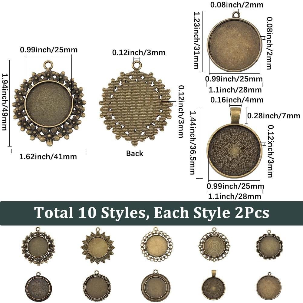 Bandejas de Colgante Redondas 20Pcs Bronce SUNNYCLUE 25mm