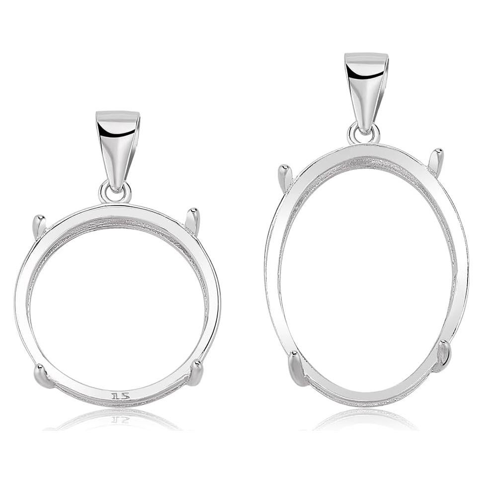 Pendientes Vacíos Bezel Plata Esterlina 925 15mm y 20mm