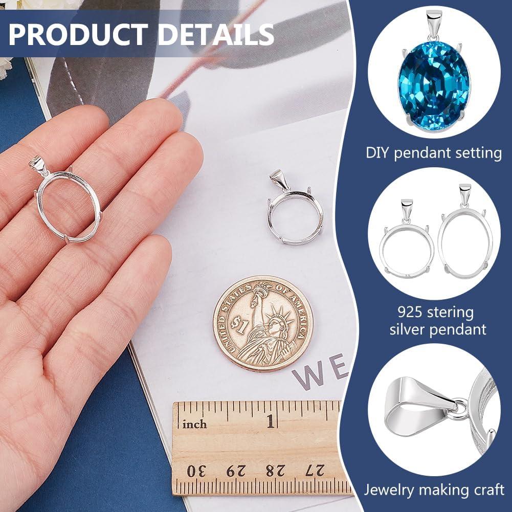 Pendientes Vacíos Bezel Plata Esterlina 925 15mm y 20mm