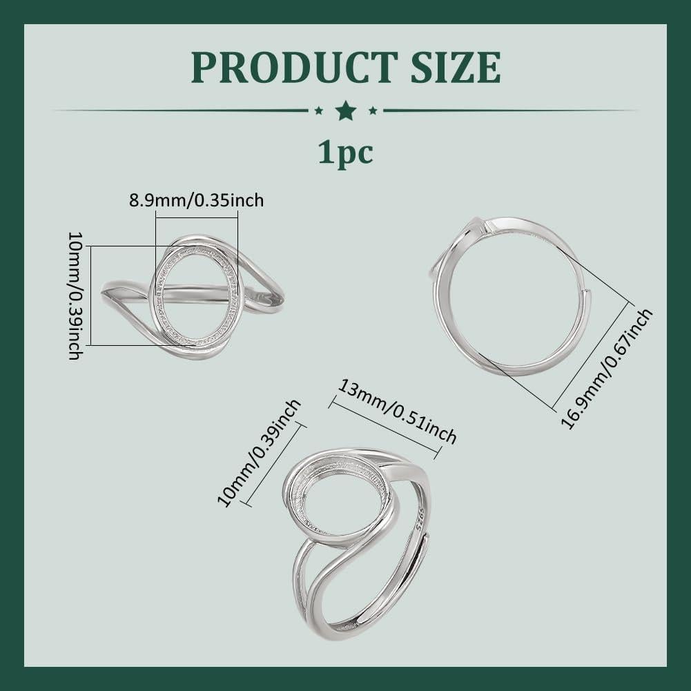 Anillo Ajustable en Plata Esterlina 925 PH PandaHall 10x9mm