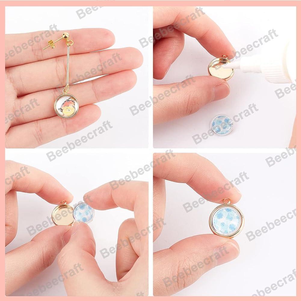 Beebeecraft 50Pcs Cabochones de Pendientes Acero Inoxidable 18K