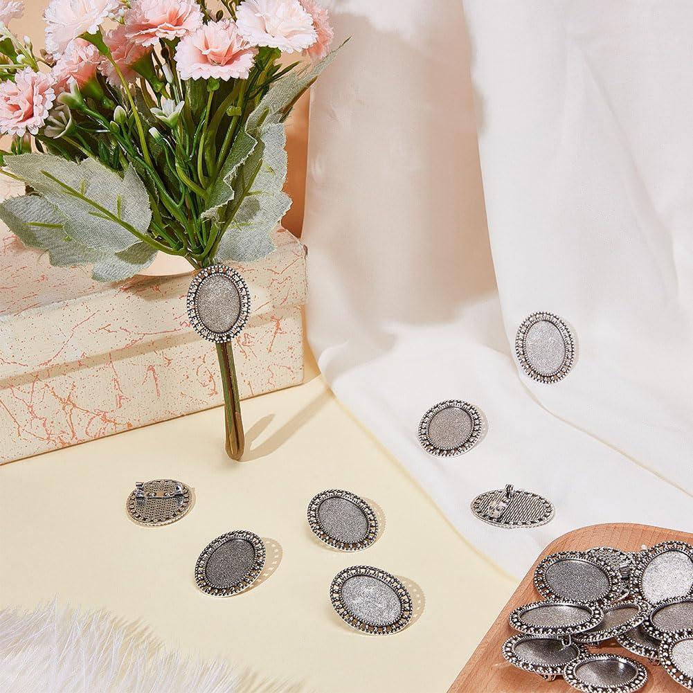 20 Pines de Solapa Cabochon Bezel Plateado 25x18mm DIY