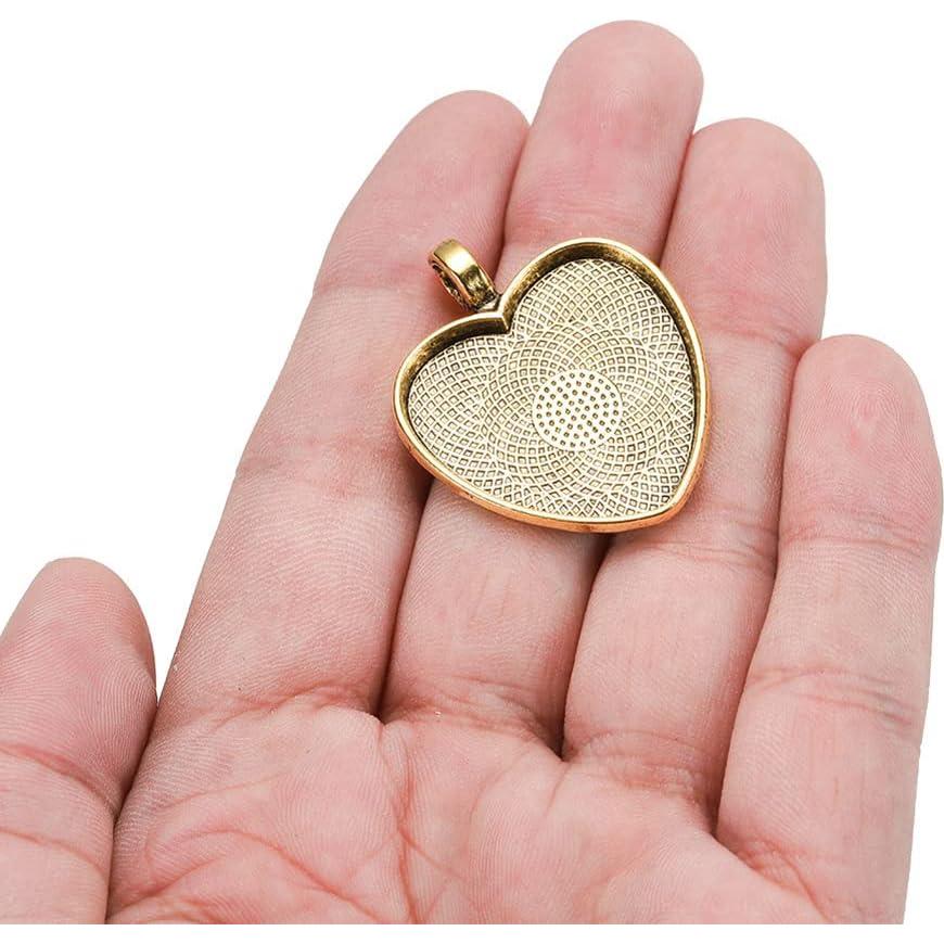 10 Bandejas Colgantes Corazón Aleación Dorada 25mm DIY Joyería