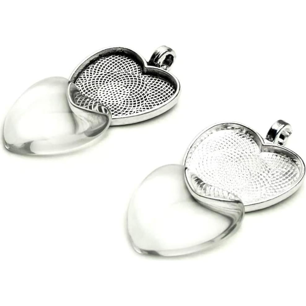 10 Bandejas Colgantes Corazón Aleación Dorada 25mm DIY Joyería