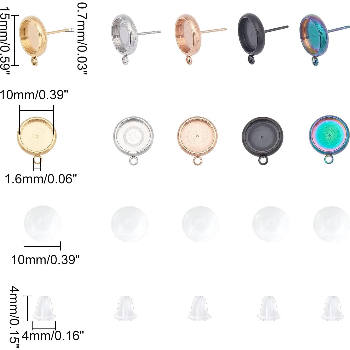 Bandeja Redonda para Pendientes UNICRAFTALE 10mm Acero Inoxidable