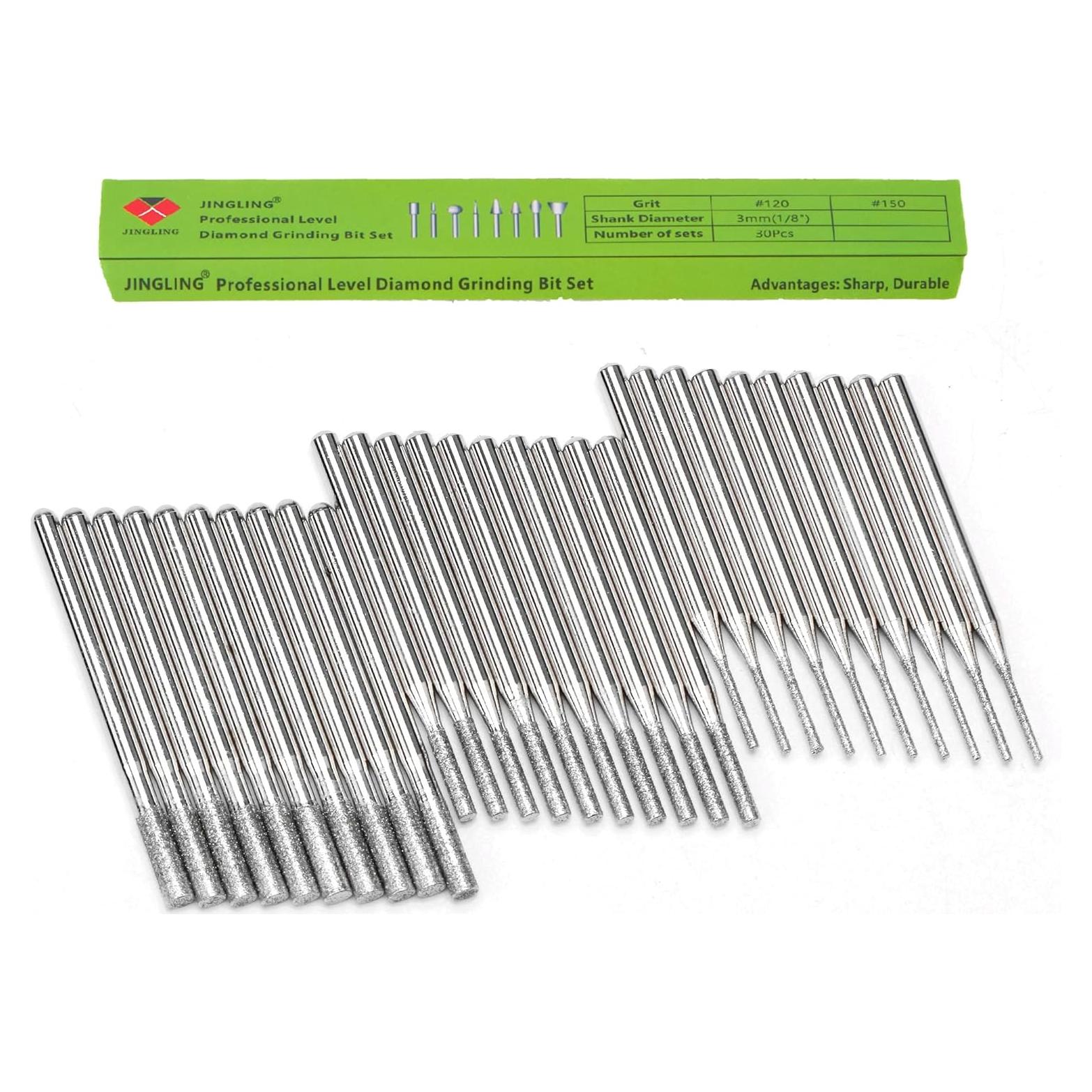 Kit de Brocas de Diamante JINGLING 1-2-3mm para Dremel 30Pcs