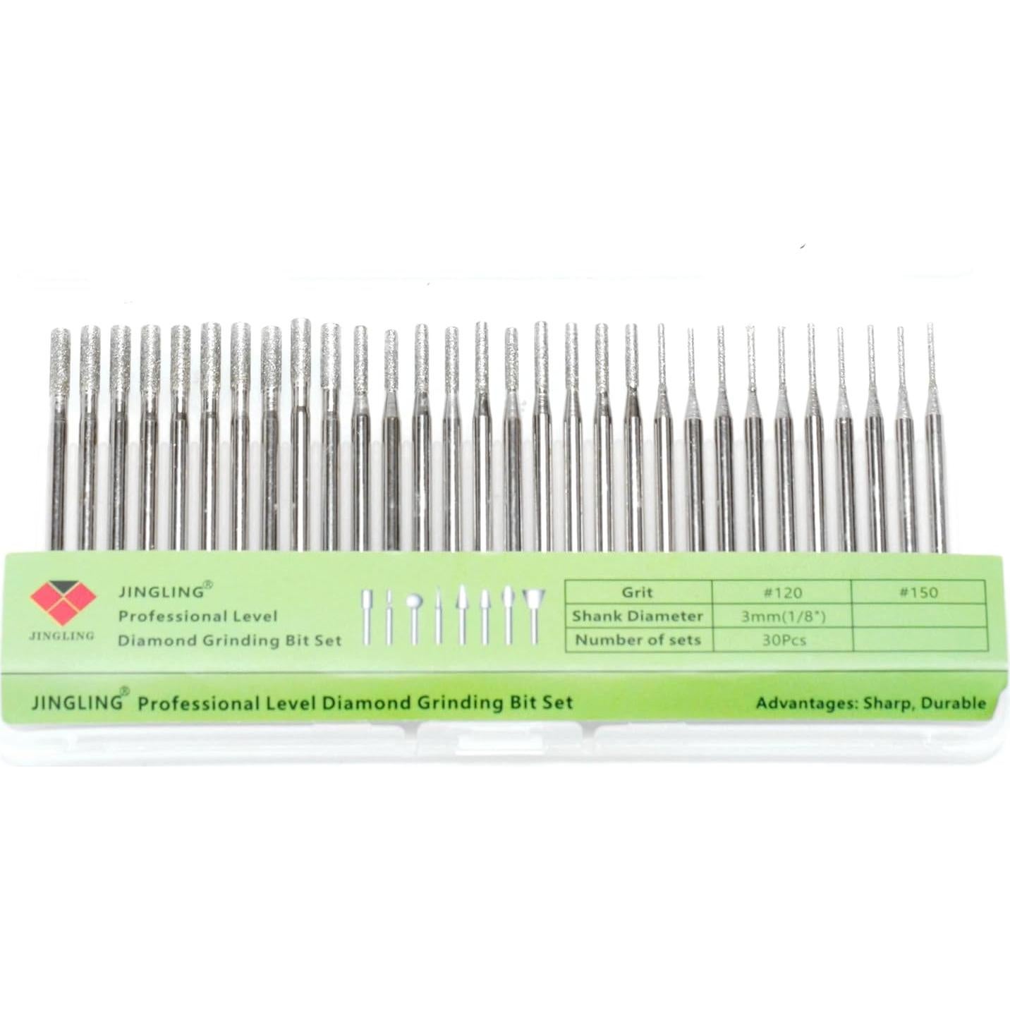 Kit de Brocas de Diamante JINGLING 1-2-3mm para Dremel 30Pcs